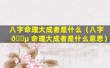 八字命理大成者是什么（八字 🌵 命理大成者是什么意思）